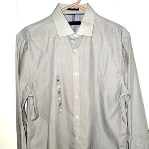 Tommy Hilfiger NWT Mens Button Up Shirt 16" 34/35 XL Gray Collared Dress Shirt